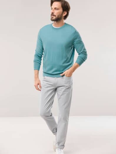 Rundhals-Pullover Merino Extrafein Mintgrün