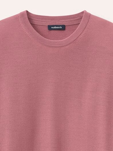 Rundhals-Pullover Merino Extrafein Rosenholz