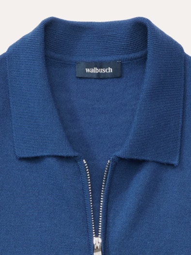 Polo-Pullover Merino Extrafein Königsblau