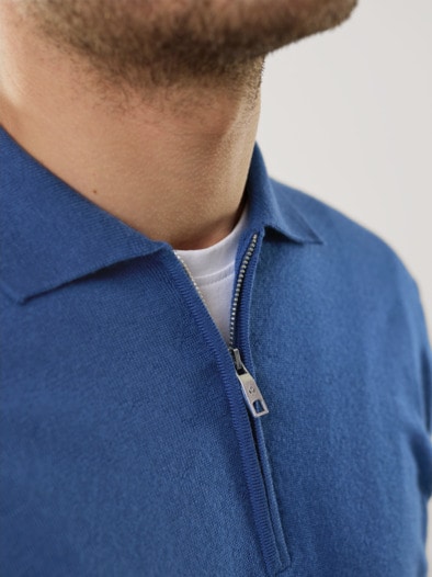 Polo-Pullover Merino Extrafein Königsblau