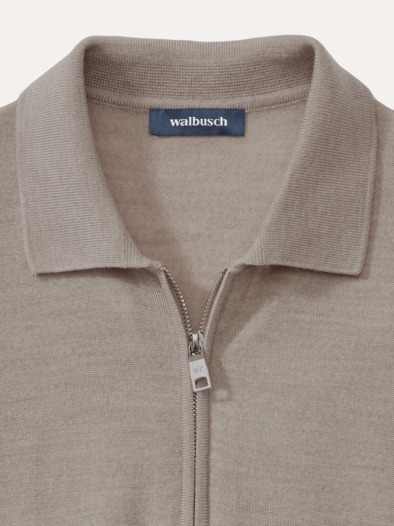 Polo-Pullover Merino Extrafein Natur