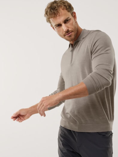 Polo-Pullover Merino Extrafein Natur