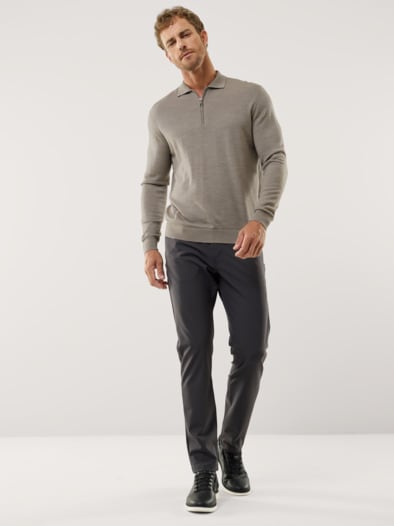 Polo-Pullover Merino Extrafein Natur