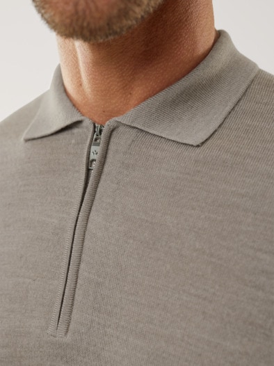 Polo-Pullover Merino Extrafein Natur