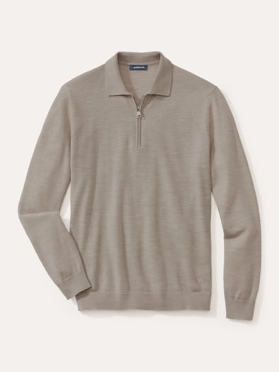 Polo-Pullover Merino Extrafein Natur