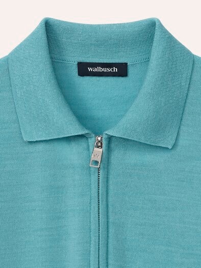 Polo-Pullover Merino Extrafein Mintgrün