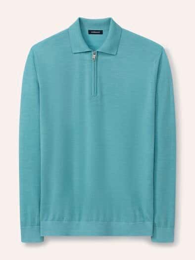 Polo-Pullover Merino Extrafein Mintgrün