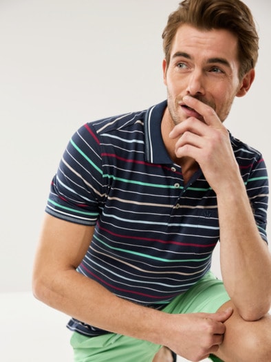 Comfort-Flex Polo Streifen Blau/Mint