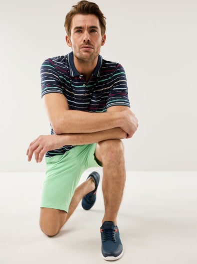 Comfort-Flex Polo Streifen Blau/Mint