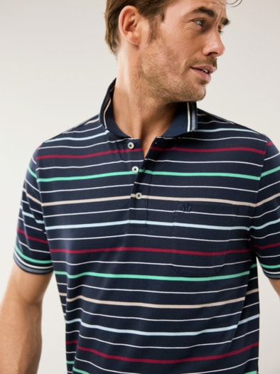 Comfort-Flex Polo Streifen Blau/Mint