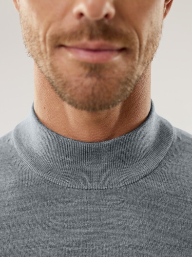 Stehbund-Pullover Merino Extrafein Grau Melange
