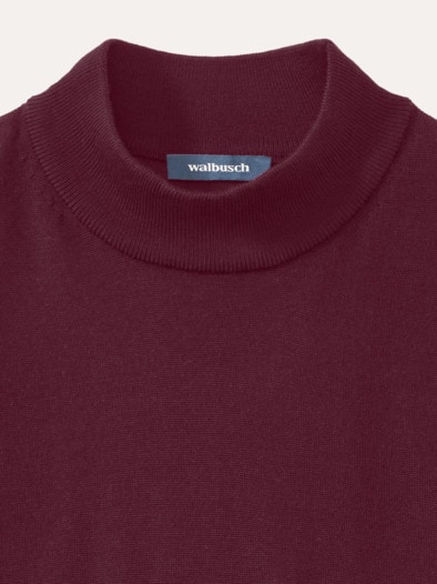 Stehbund-Pullover Merino Extrafein Bordeaux