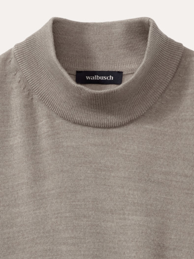 Stehbund-Pullover Merino Extrafein Natur