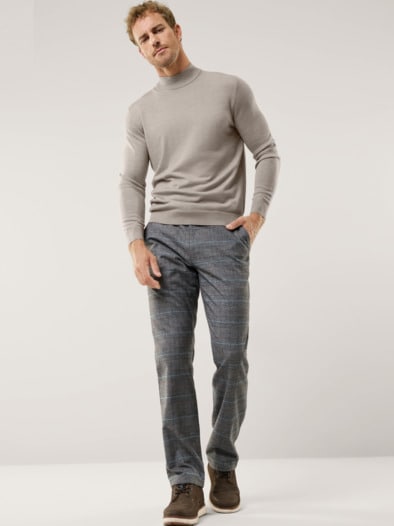 Stehbund-Pullover Merino Extrafein Natur