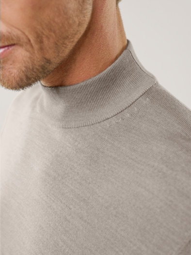 Stehbund-Pullover Merino Extrafein Natur