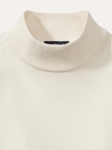 Stehbund-Pullover Merino Extrafein Offwhite