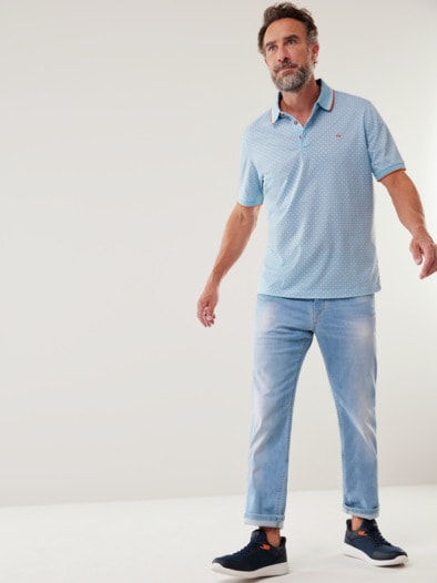 Mosaik-Polo Hellblau
