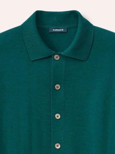 Strickpolo aus Merinowolle Blaugrün