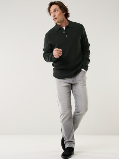 Patentstrick-Polopullover Schwarz