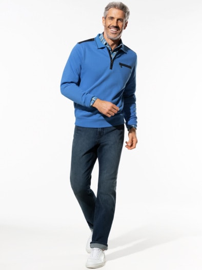 Extraglatt-Polo-Pullover 2.0 Azurblau