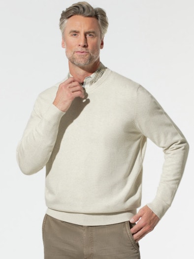 V-Pullover Soft-Cotton Offwhite