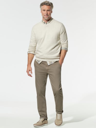 V-Pullover Soft-Cotton Offwhite
