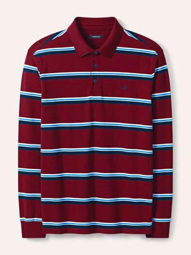 Streifen Polo Rot/Marine