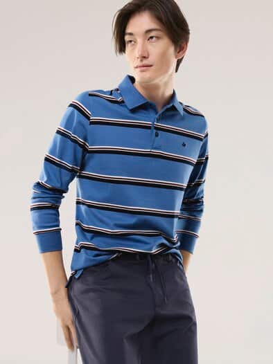 Streifen Polo Mittelblau/Mar.