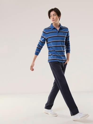 Streifen Polo Mittelblau/Mar.