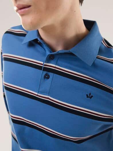 Streifen Polo Mittelblau/Mar.