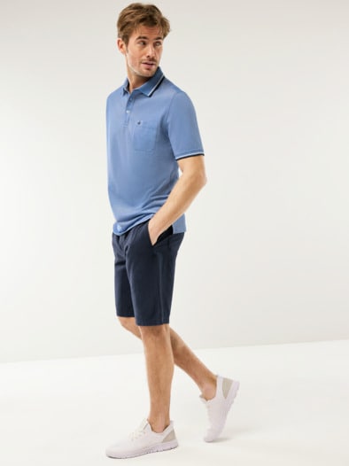 Extraglatt-Polo Bicolor Azurblau