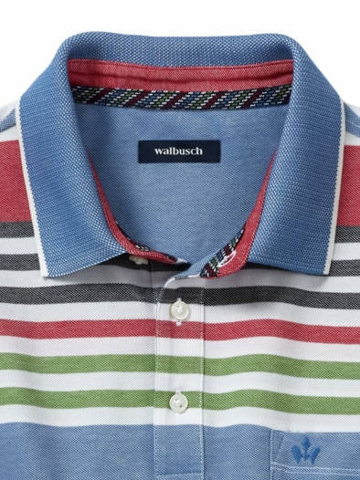 Extraglatt-Polo Bicolor Streifen Weiß