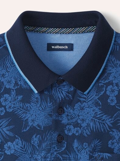 Extraglatt-Polo Bicolor Druck Blau