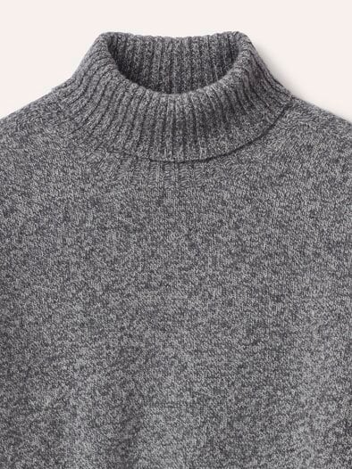 Rollkragenpullover aus Lammwolle Grau Melange