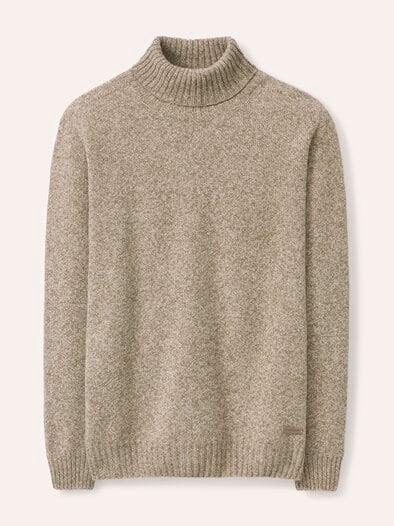 Rollkragenpullover aus Lammwolle Natur
