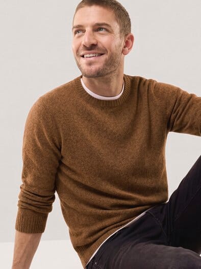 Lammwoll-Pullover Nahtlos Cognac