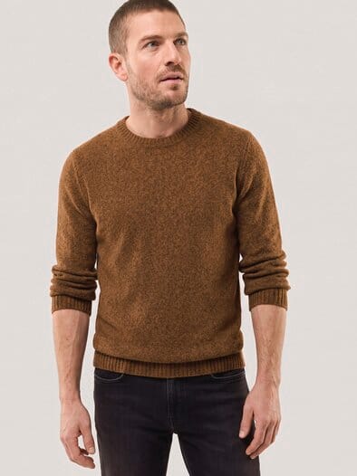 Lammwoll-Pullover Nahtlos Cognac