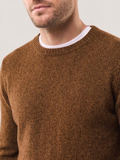 Lammwoll-Pullover Nahtlos Cognac