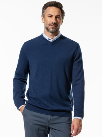 Premium Cashmere-Pullover Blau