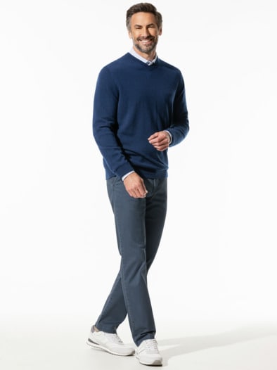 Premium Cashmere-Pullover Blau