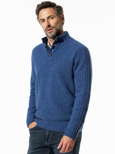 Premium Lammwoll-Troyer Blau