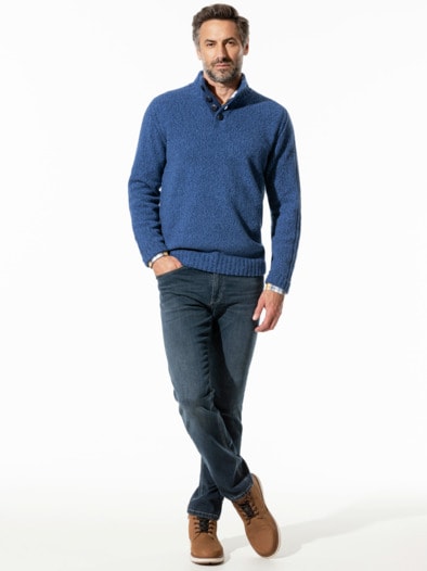 Premium Lammwoll-Troyer Blau