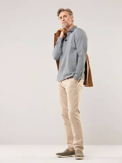 Jaquard-Polo Bicolor Grau