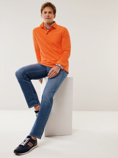 Flammgarn-Polo Bicolor Rotorange