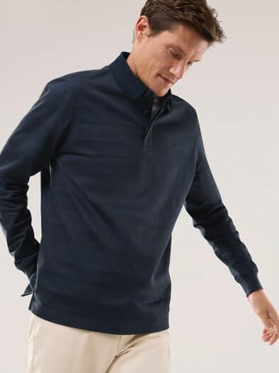 Baumwoll-Polo Webeffekt Marine