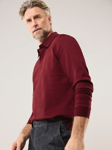 Baumwoll-Polo Webeffekt Dunkelrot