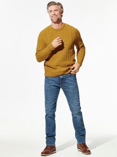 Aran-Pullover Safran