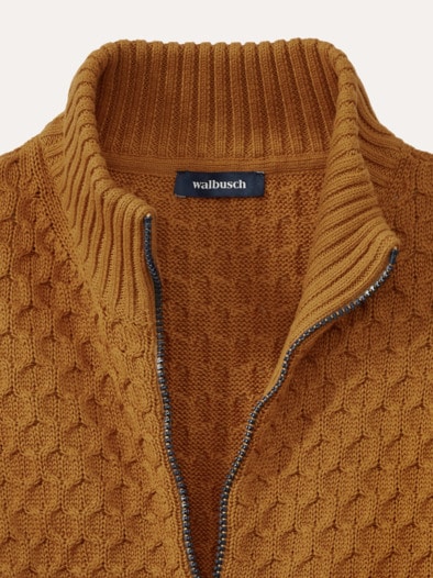 Premium Baumwoll-Strickjacke Messing