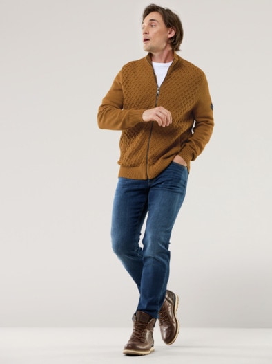 Premium Baumwoll-Strickjacke Messing
