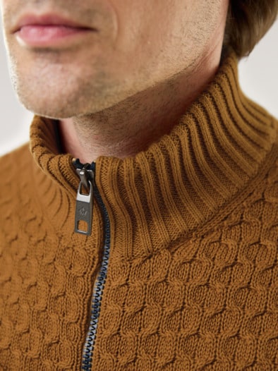 Premium Baumwoll-Strickjacke Messing
